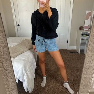 LOFT Light Blue Tie-Waist Denim Shorts